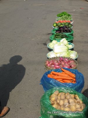 vegetables in market, old town, Shanghai, China