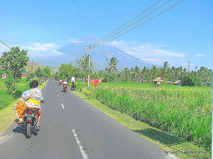 Cycling to Mt Agung at Amed