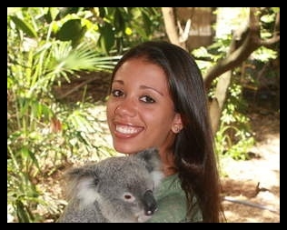 Jasmine Stephenson holding a koala in Brisbane, Australia