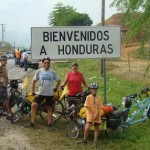 Family on Bikes- entering Honduras