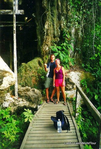 Lash hiking with friend at Niah Cave, Sarawak, Borneo