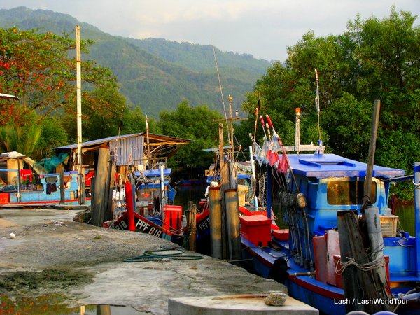 Fishing boats in remote village- west coast Penang
