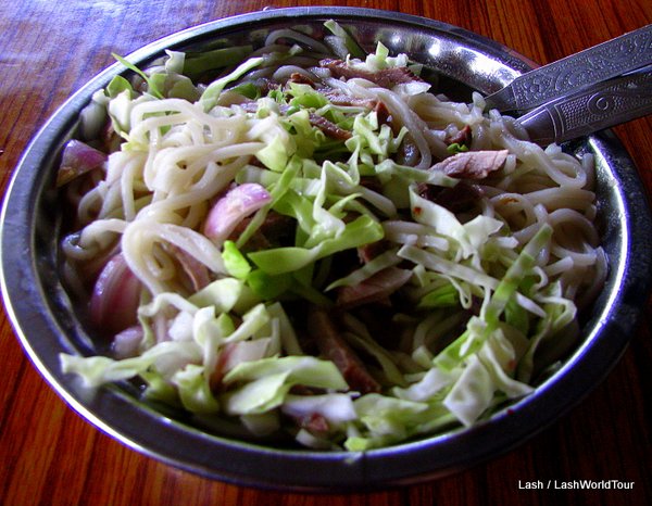 local foods in Nepal include thukpa - tibetan noodle soup
