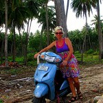 LashWorldTour riding motorbike in Andaman Islands