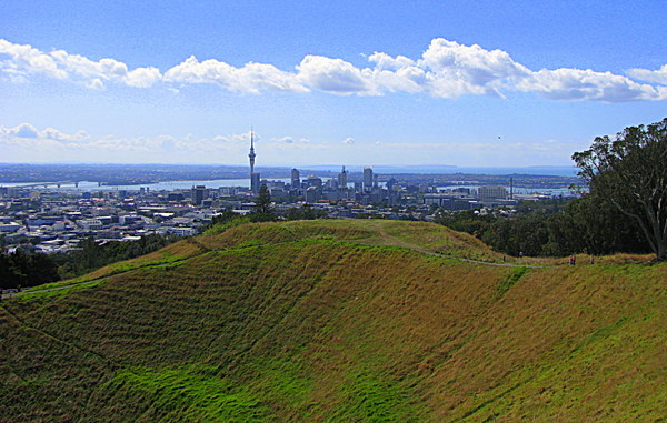 View of Auckland from Mt Eden crater
