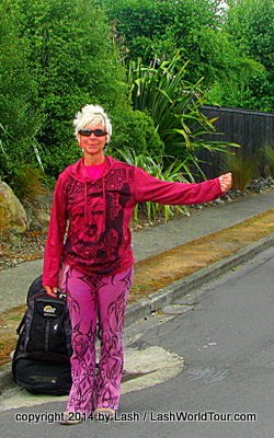 LashWorldTour hitch hiking in New Zealand