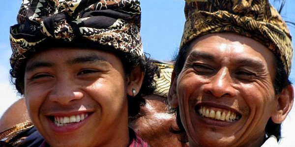 Rural Balinese men attending a ceremony