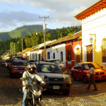 traffic on cobblestone roads of Antigua