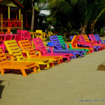 colorful beach chairs at Placencia - Belize