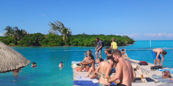 bathers at The Split - Caye Caulker