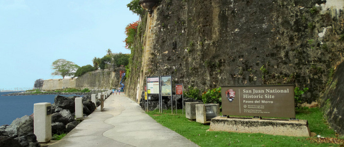 El Morro Walkway circles the base of El Morro Fort in San Juan - Puerto Rico