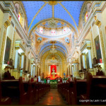 elaborate interior of a Baroque church in Puebla - Mexico