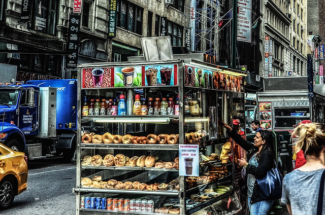 New York City street food cart - photo by Thomas Dwyer on Flickr CC